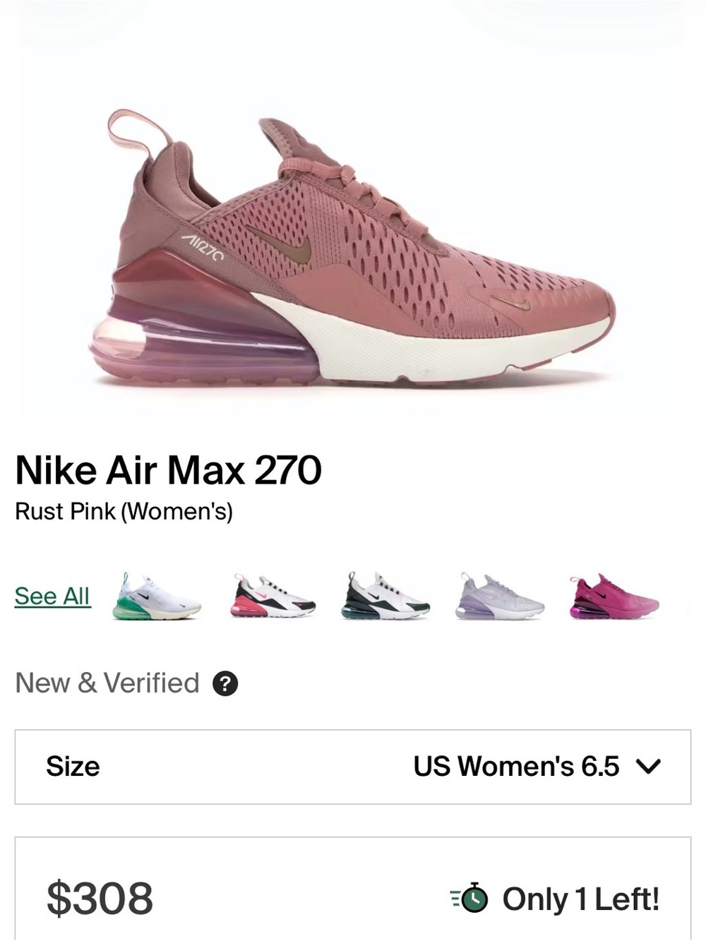Nike Air Max 270 Rust Pink Running Women Sneakers BQ0969-600